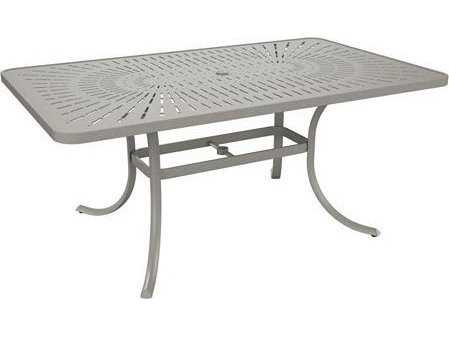Tropitone Patterned La'stratta Aluminum Rectangular Outdoor Patio Dining Table With Umbrella Hole