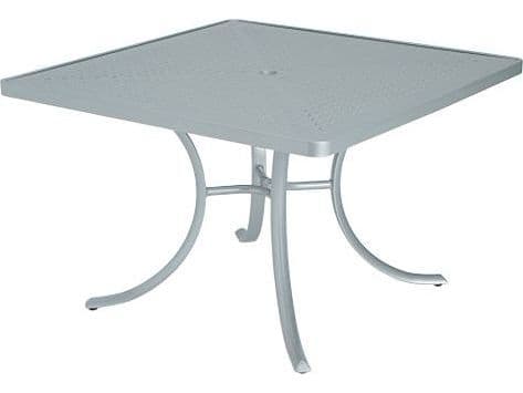Tropitone Boulevard Aluminum Square Outdoor Patio Dining Table with Umbrella Hole