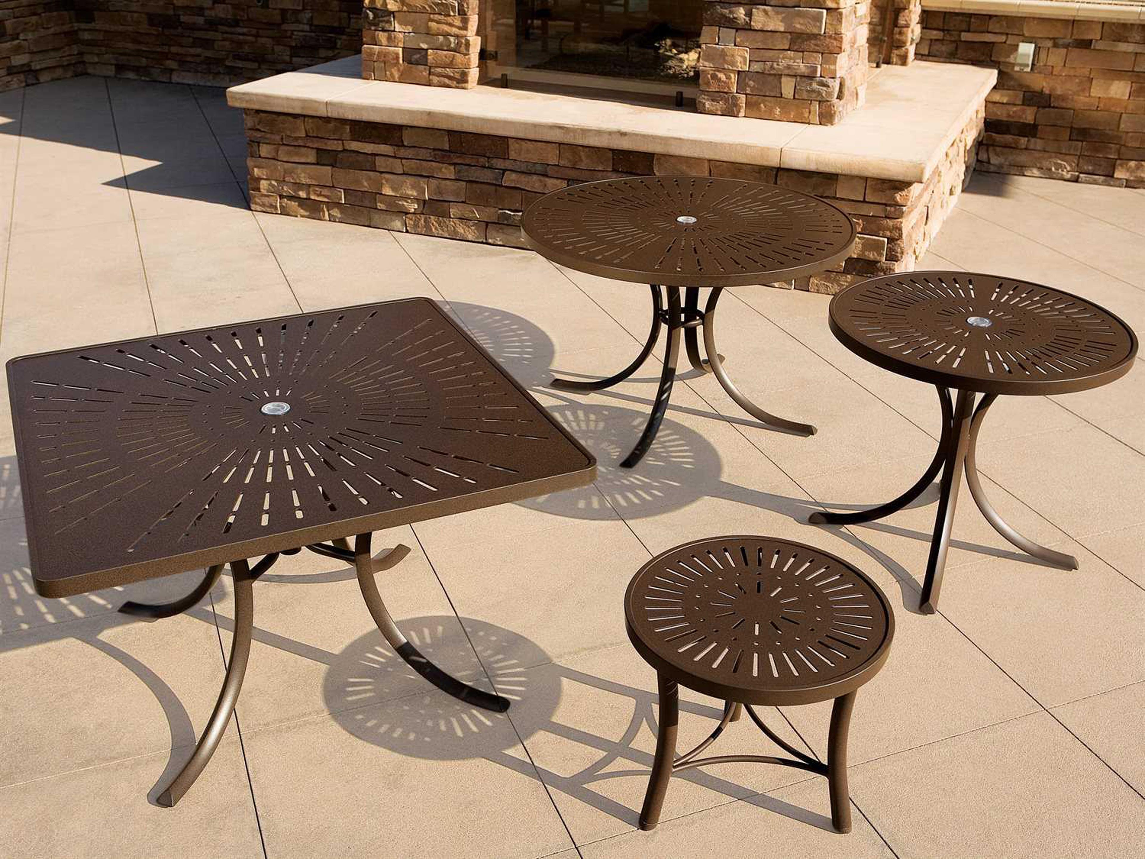 Tropitone La Stratta Aluminum Square Patio Dining Table with Umbrella Hole