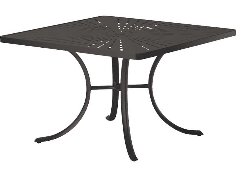Tropitone La Stratta Aluminum Square Patio Dining Table with Umbrella Hole