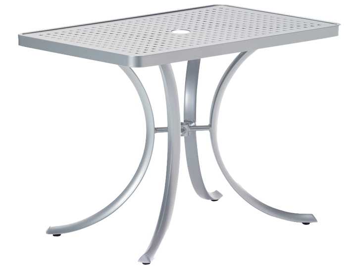 Tropitone Boulevard Aluminum Rectangular Outdoor Dining Table with Umbrella Hole