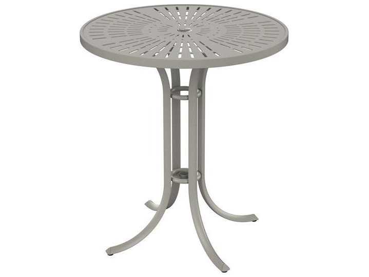 Tropitone Patterned La'stratta Aluminum Round Patio Bar Table with Umbrella Hole