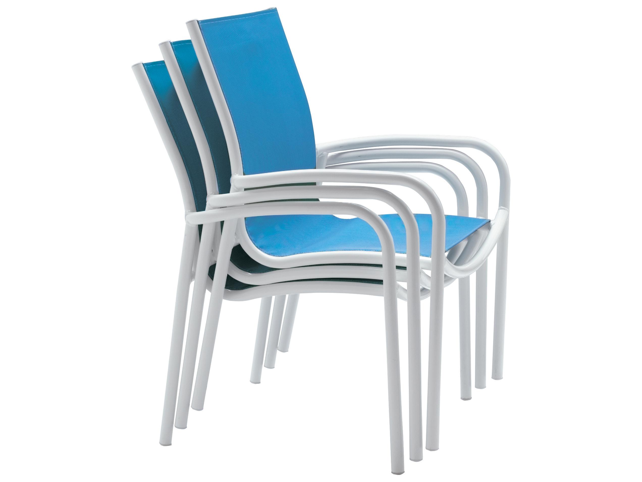 Tropitone Millennia Relaxed Sling Aluminum Stackable Outdoor Dining Arm Chair