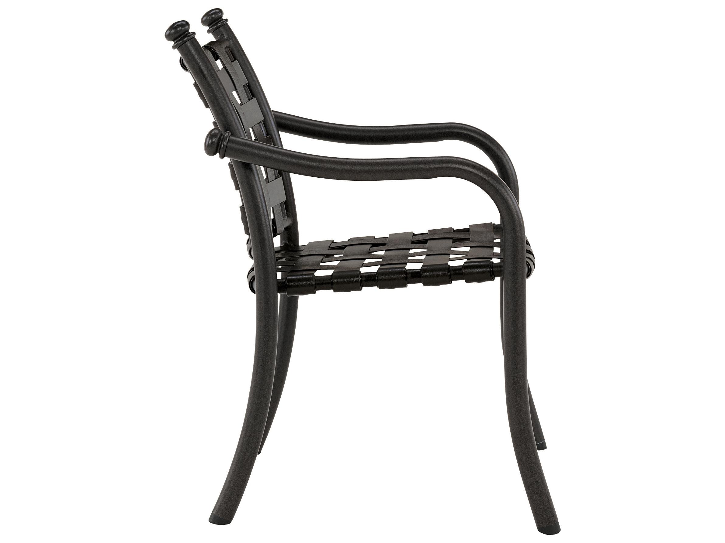 Tropitone La Scala Cross Strap Aluminum Stackable Outdoor Patio Dining Arm Chair