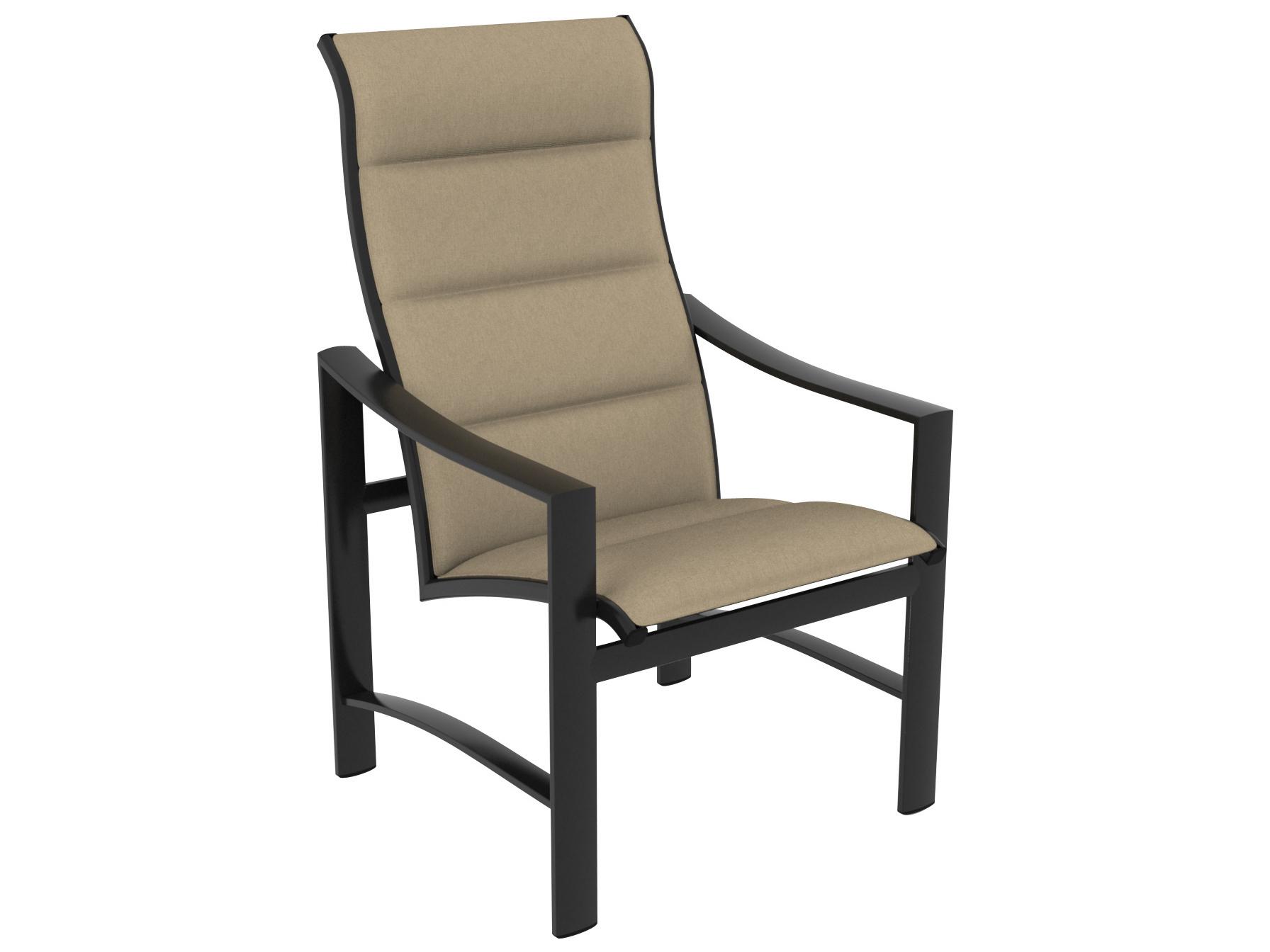 Tropitone Kenzo Padded Sling Aluminum High Back Outdoor Patio Dining Arm Chair