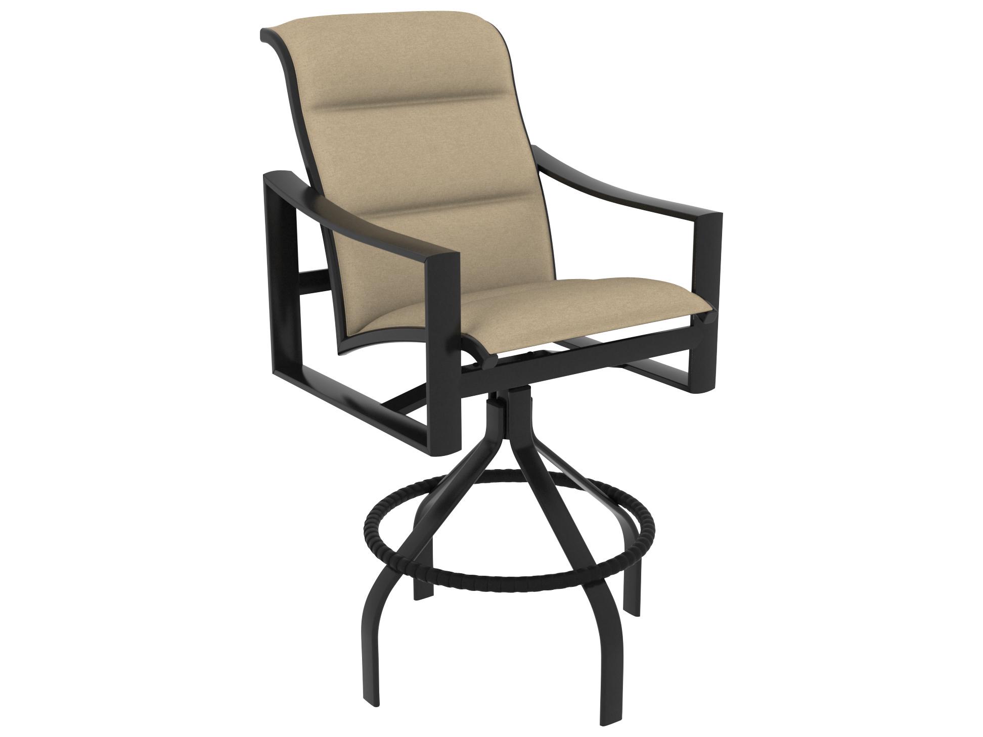 Tropitone Kenzo Padded Sling Aluminum Swivel Outdoor Patio Bar Stool