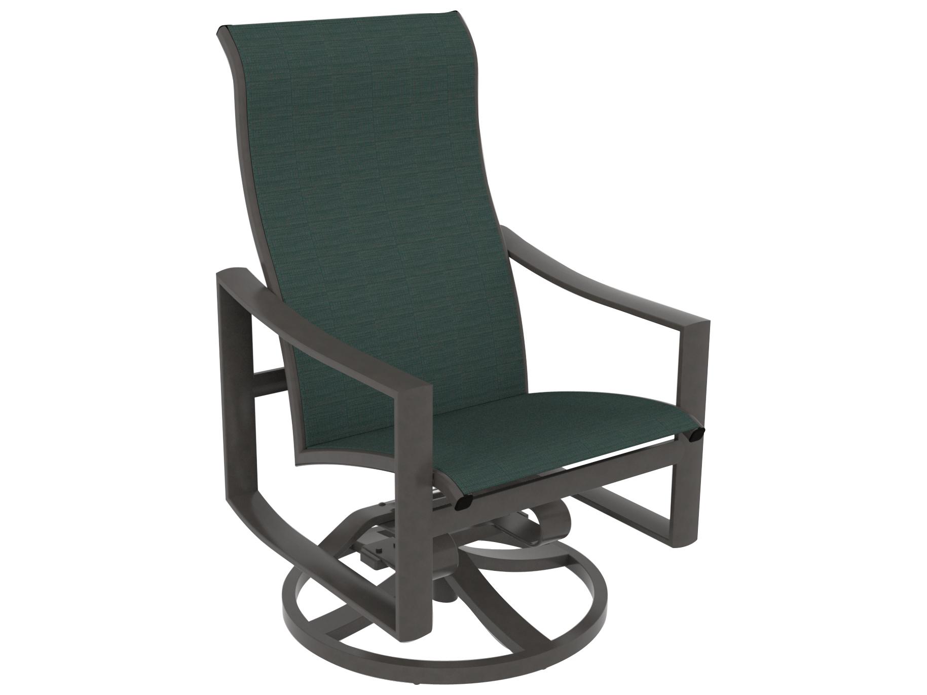 Tropitone Kenzo Sling Aluminum High Back Swivel Rocker Outdoor Dining Arm Chair