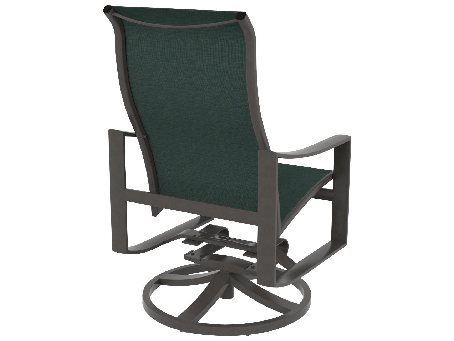 Tropitone Kenzo Sling Aluminum High Back Swivel Rocker Outdoor Dining Arm Chair