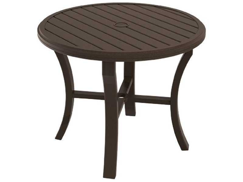 Tropitone Banchetto Slat Aluminum Round Outdoor Dining Table
