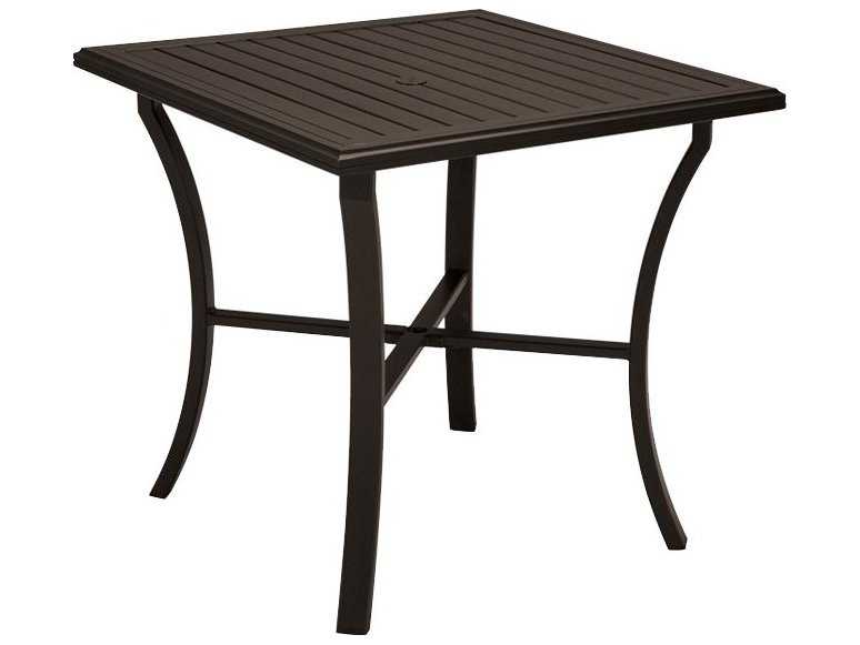 Tropitone Banchetto Slat Aluminum Square Outdoor Bar Table