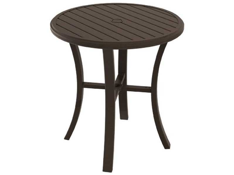 Tropitone Banchetto Slat Aluminum Round KD Patio Bar Table