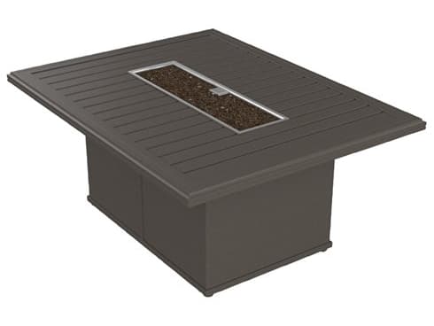 Tropitone Banchetto Aluminum Rectangular Ignitor Outdoor Patio Fire Pit Table with Timer