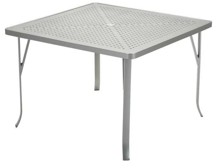 Tropitone Boulevard Aluminum Square Patio Dining Table with Umbrella Hole