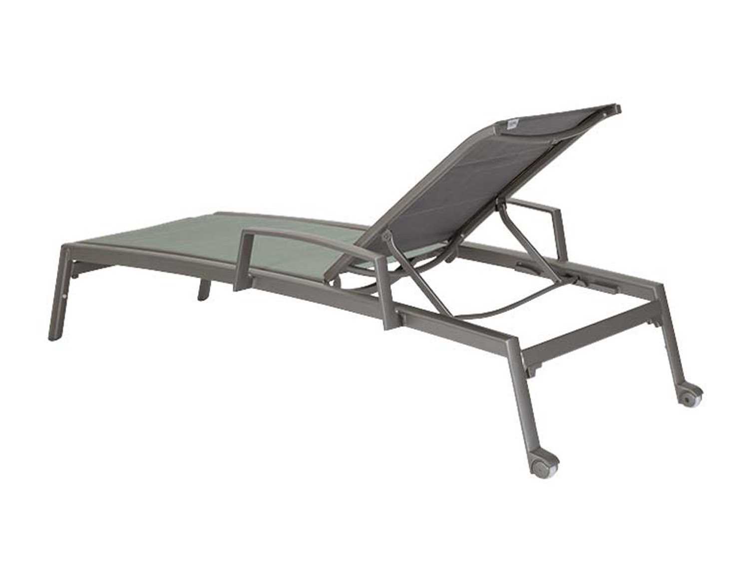 Tropitone Elance Relaxed Sling Aluminum Patio Chaise Lounge with Wheels