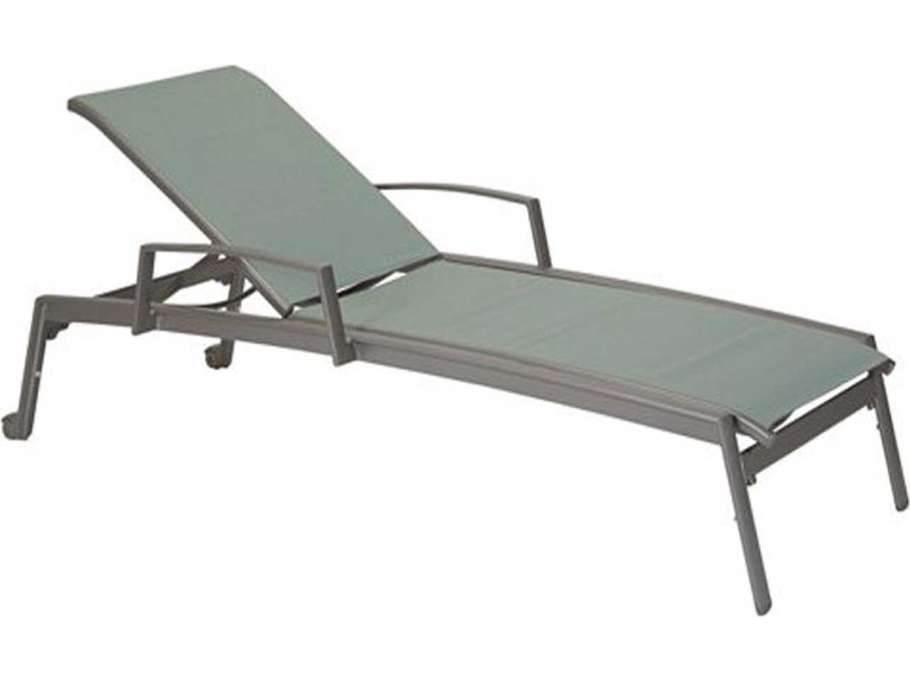 Tropitone Elance Relaxed Sling Aluminum Patio Chaise Lounge with Wheels