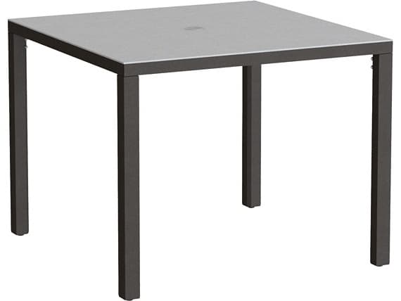 Tropitone Parson Solid Top Aluminum 37" Square KD Dining Table with Umbrella Hole