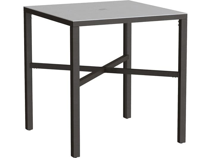 Tropitone Parson Solid Top Aluminum 37" Square KD Bar Table with Umbrella Hole
