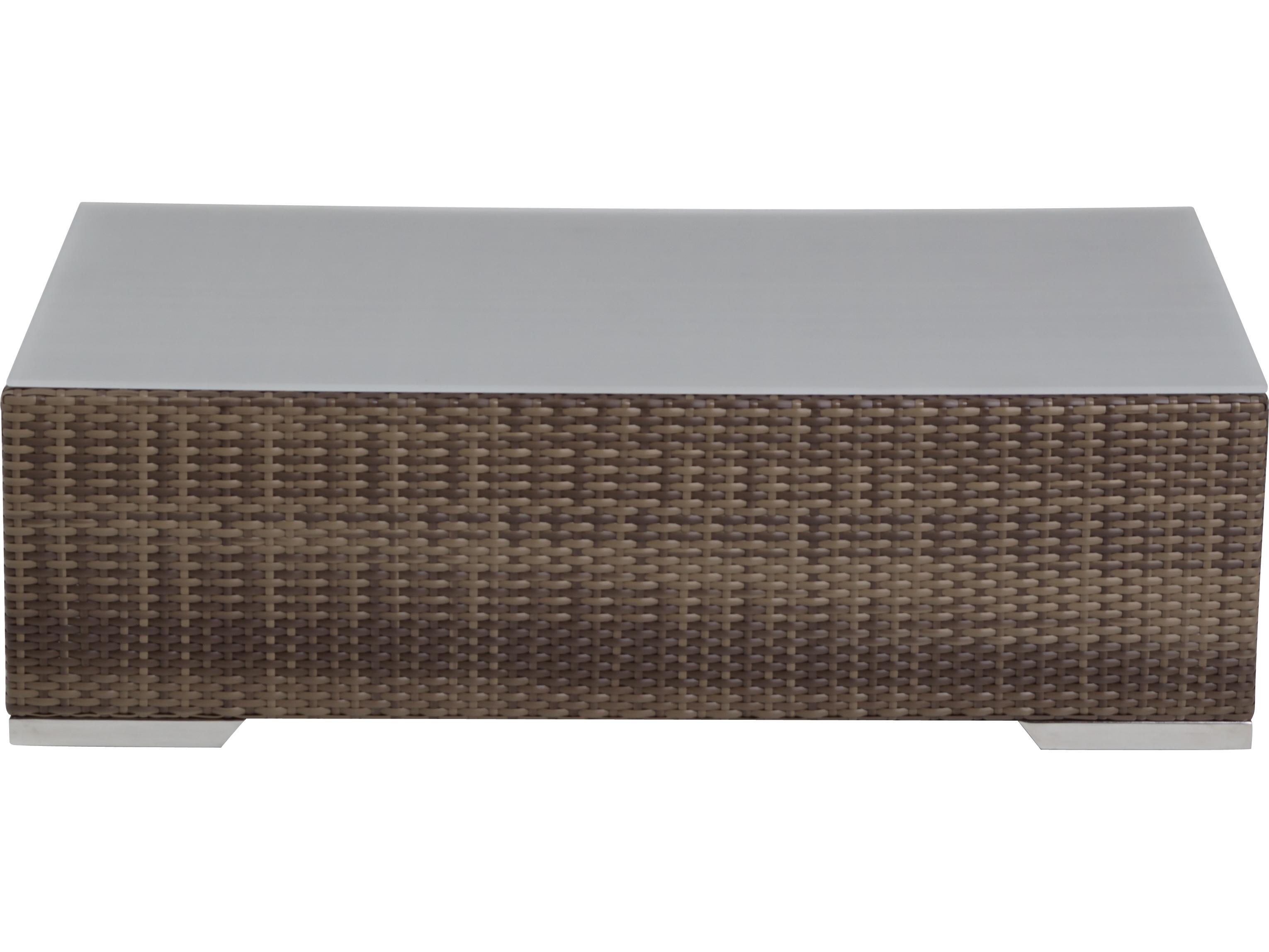 Tropitone Arzo Woven Rectangular Frosted Acrylic Top Outdoor Coffee Table