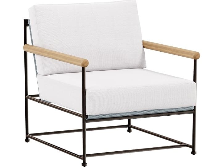 Tropitone Stowe Aluminum Lounge Chair with Teak Arm & Cushion