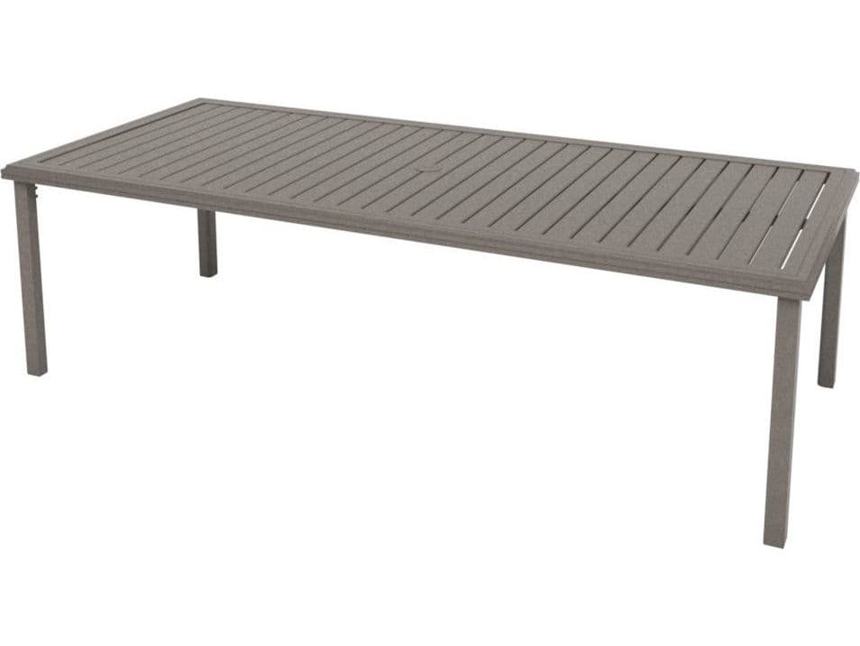 Tropitone Amici Aluminum Rectangular KD Outdoor Dining Table with Umbrella Hole