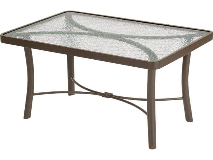 Tropitone Acrylic & Glass Tables Obscure Cast Aluminum Rectangular Patio Coffee Table