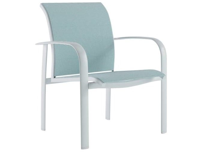 Tropitone Laguna Beach Relaxed Sling Aluminum Stackable Outdoor Patio Dining Arm Chair