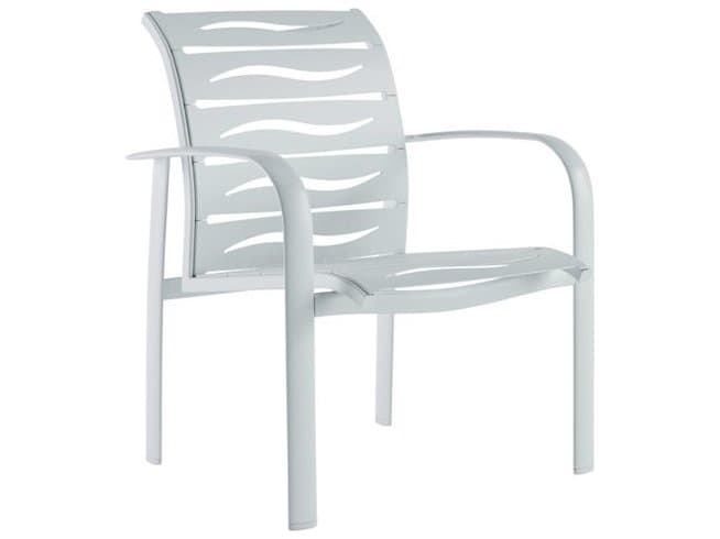 Tropitone Laguna Beach EZ Span Wave Aluminum Stackable Outdoor Patio Dining Arm Chair