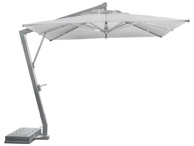 Tropitone Cantilever Aluminum 13 Foot Square Crank Tilt Patio Umbrella in Canvas Natural