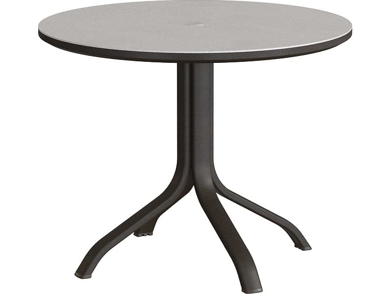 Tropitone Horizon Solid Aluminum 36" Round KD Pedestal Dining Table with Umbrella Hole