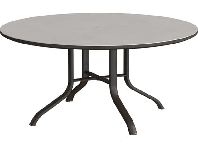 Tropitone Horizon Solid Aluminum 54" Round KD Pedestal Dining Table with Umbrella Hole