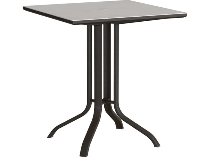 Tropitone Horizon Solid Aluminum 36" Square KD Pedestal Bar Table with Umbrella Hole