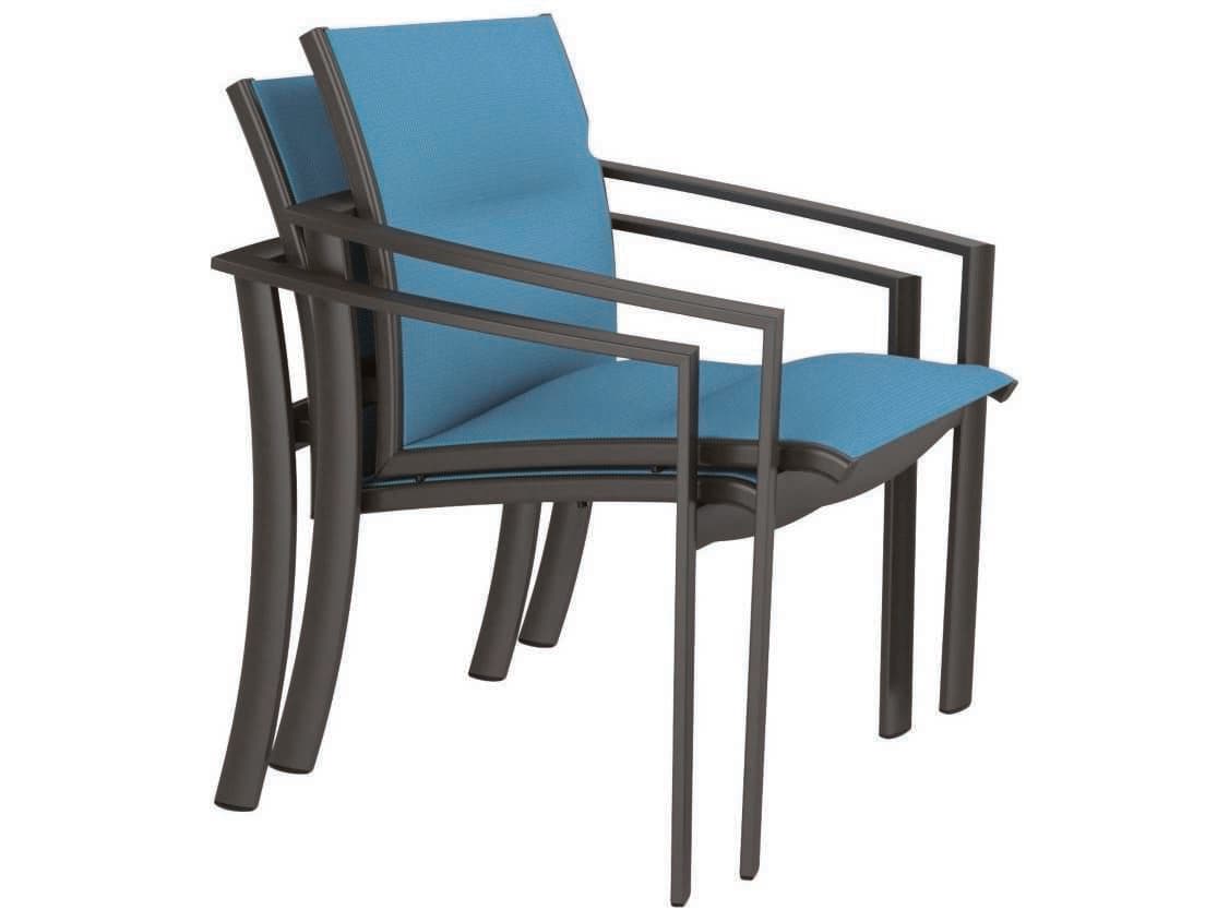 Tropitone Kor Padded Sling Aluminum Outdoor Dining Arm Chair