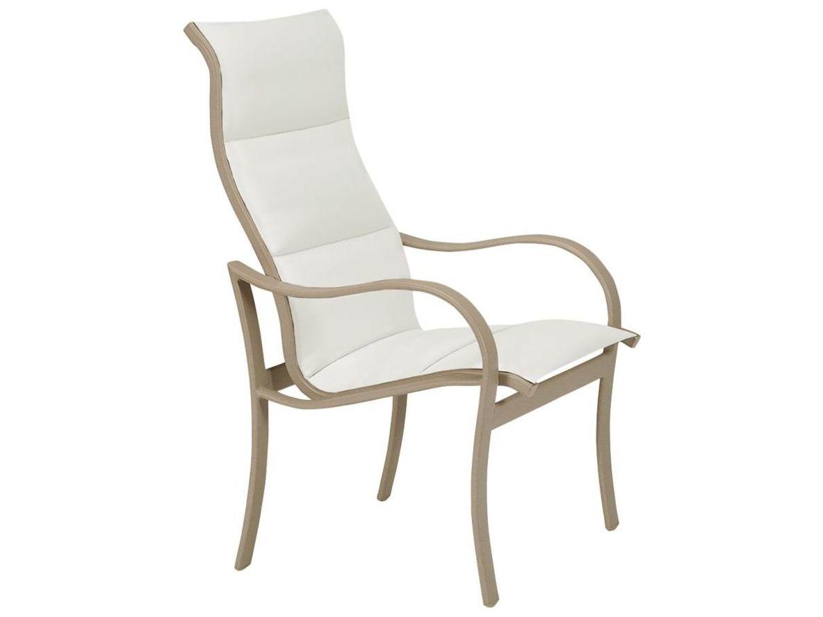 Tropitone Shoreline Padded Sling Aluminum High Back Outdoor Patio Dining Arm Chair