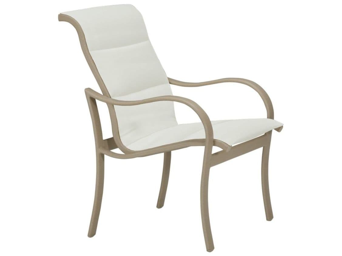 Tropitone Shoreline Padded Sling Aluminum Outdoor Dining Arm Chair