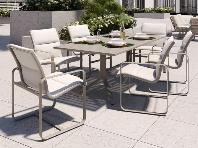 Tropitone Brasilia Padded Sling Aluminum Outdoor Dining Set