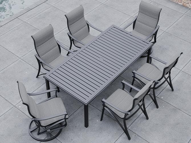 Tropitone Corsica Padded Sling Aluminum Outdoor Patio Dining Set