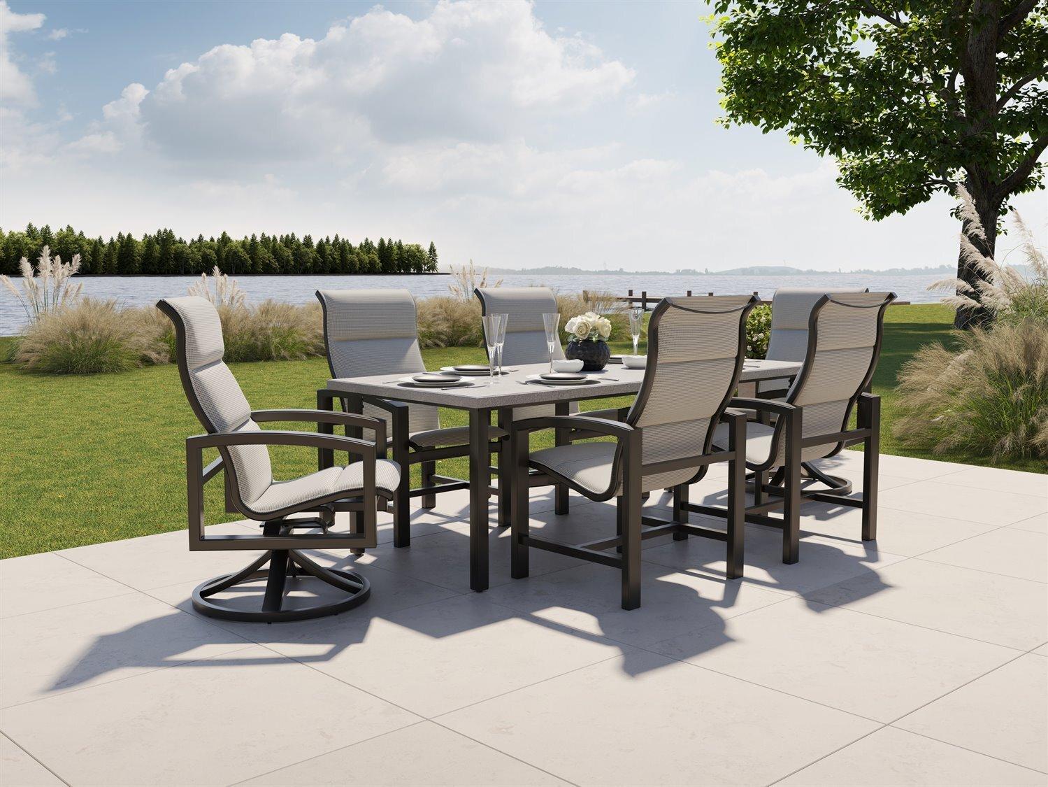 Tropitone Lakeside Padded Sling Aluminum Dining Set