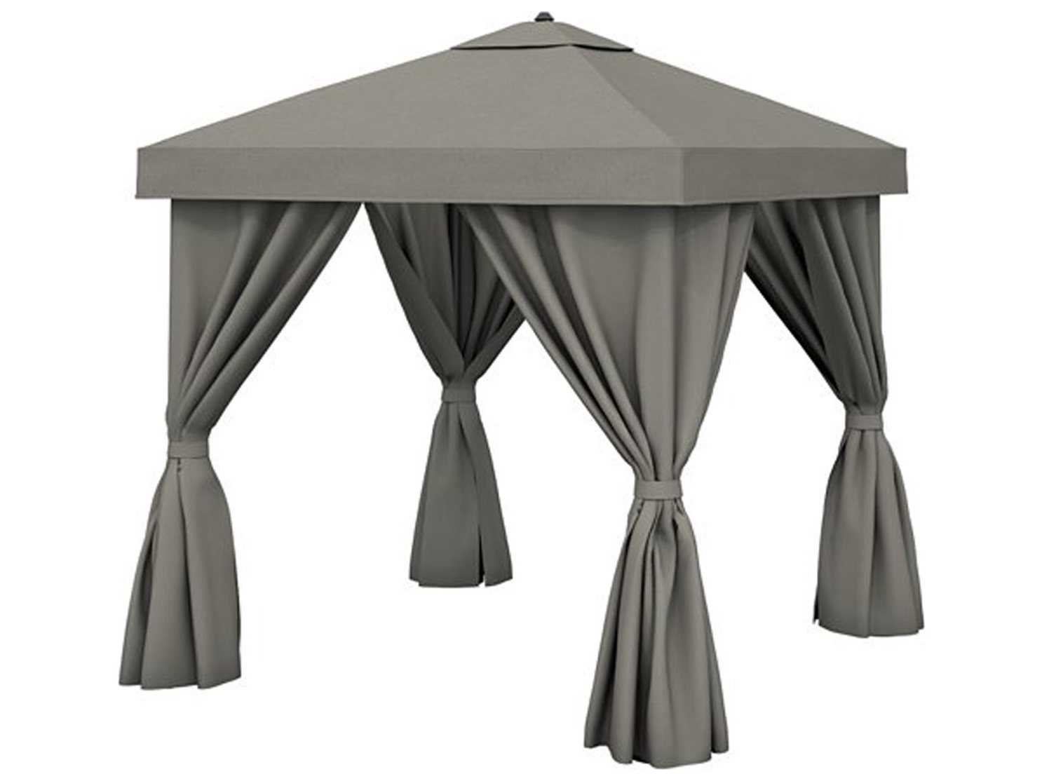 Tropitone Cabana Pavilion Aluminum 8 Foot Square with Vent and Fabric Curtains