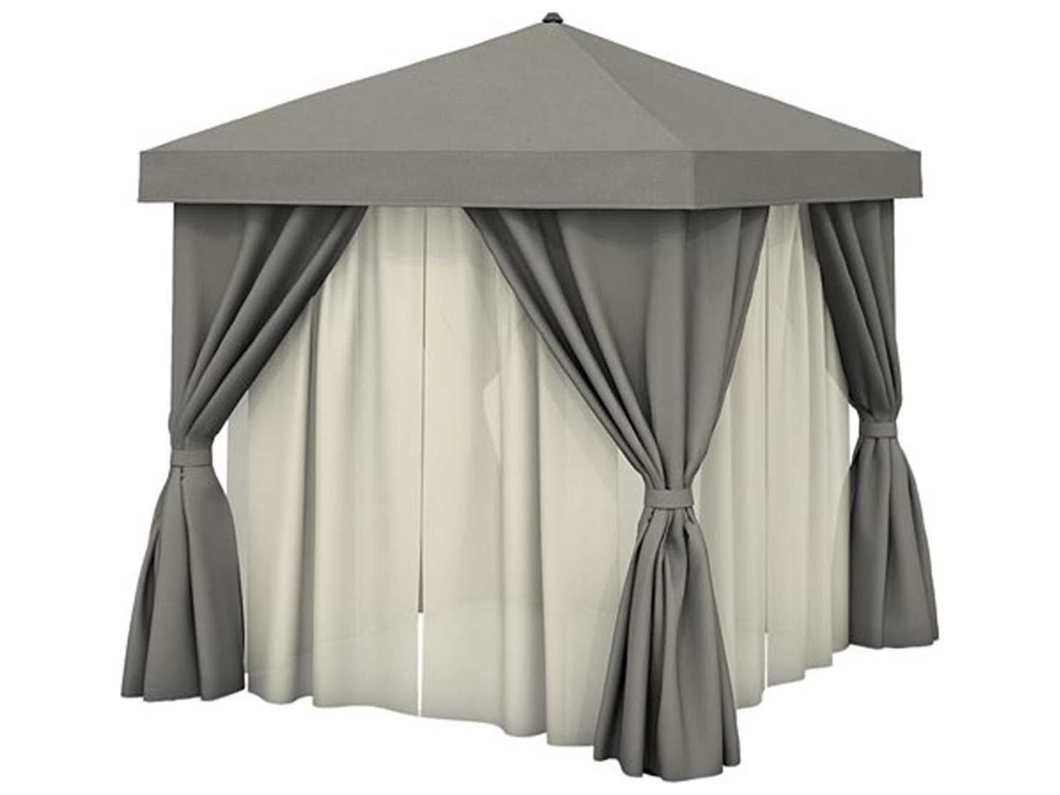 Tropitone Cabana Pavilion Aluminum 12 Foot Square with Fabric Curtains and Sheer Curtain Rods (no vent)