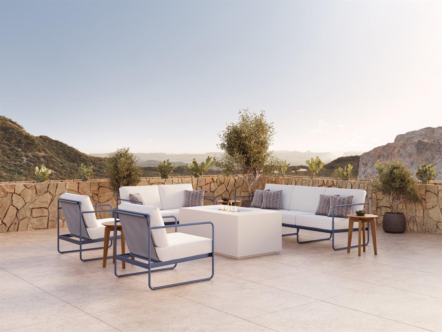 Tropitone Oasis Aluminum Cushion Fire Pit Lounge Set