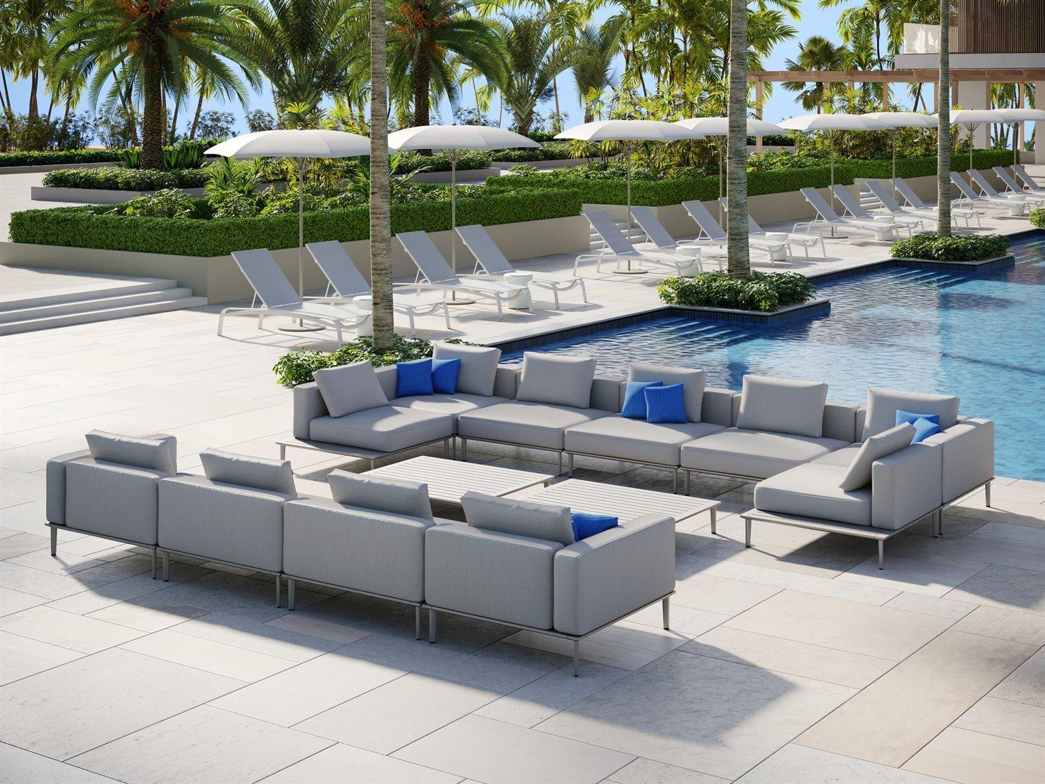 Tropitone Platform Cushion Aluminum Sectional Lounge Set