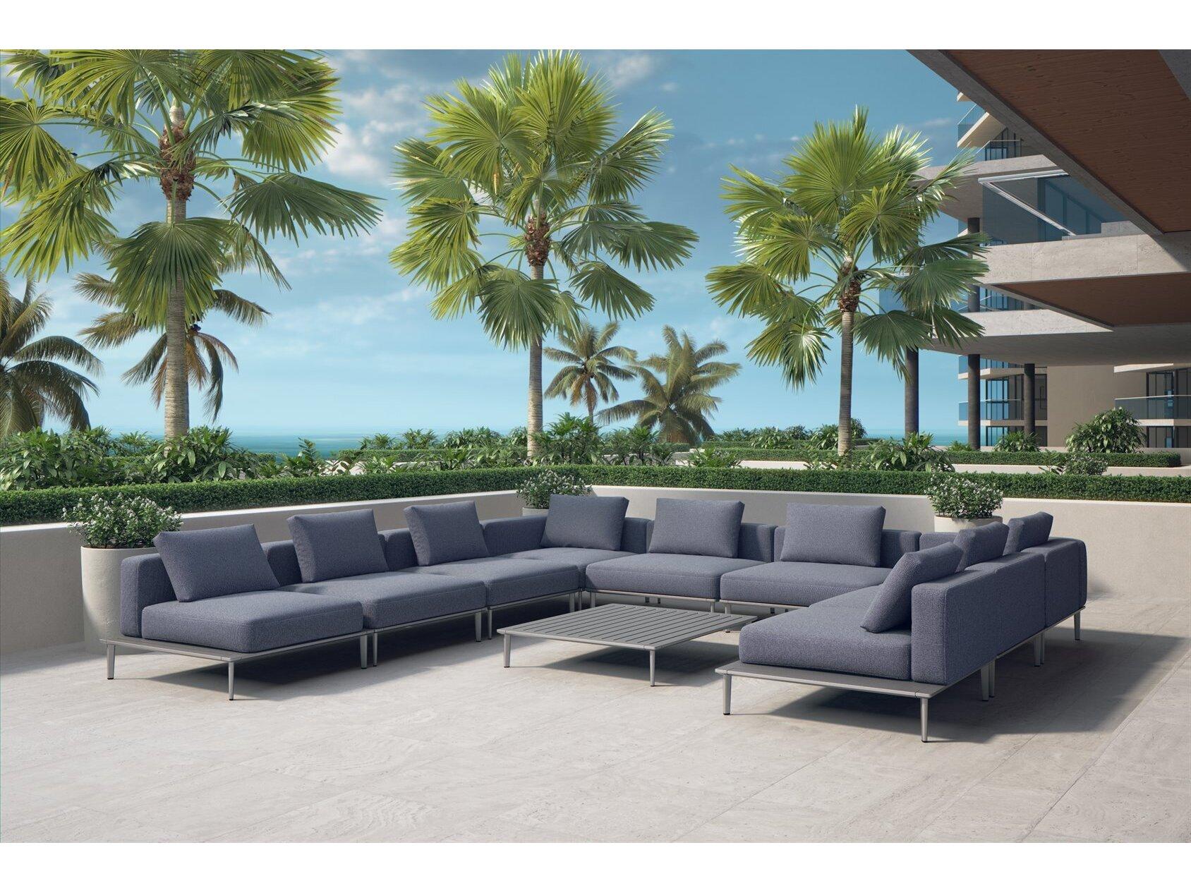 Tropitone Platform Cushion Aluminum Sectional Lounge Set