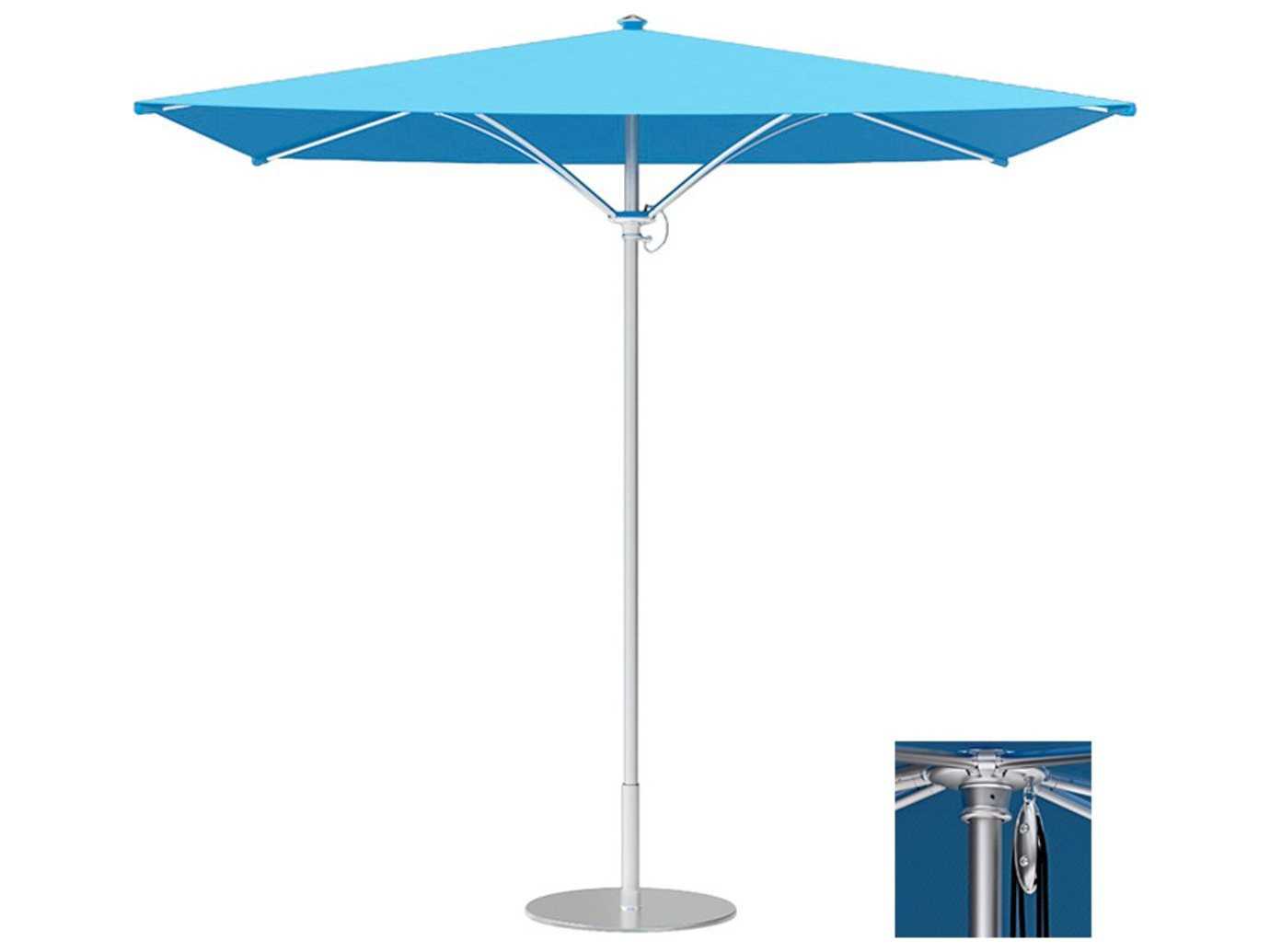Tropitone Trace Aluminum 8 Foot Square Pulley Lift Outdoor Umbrella