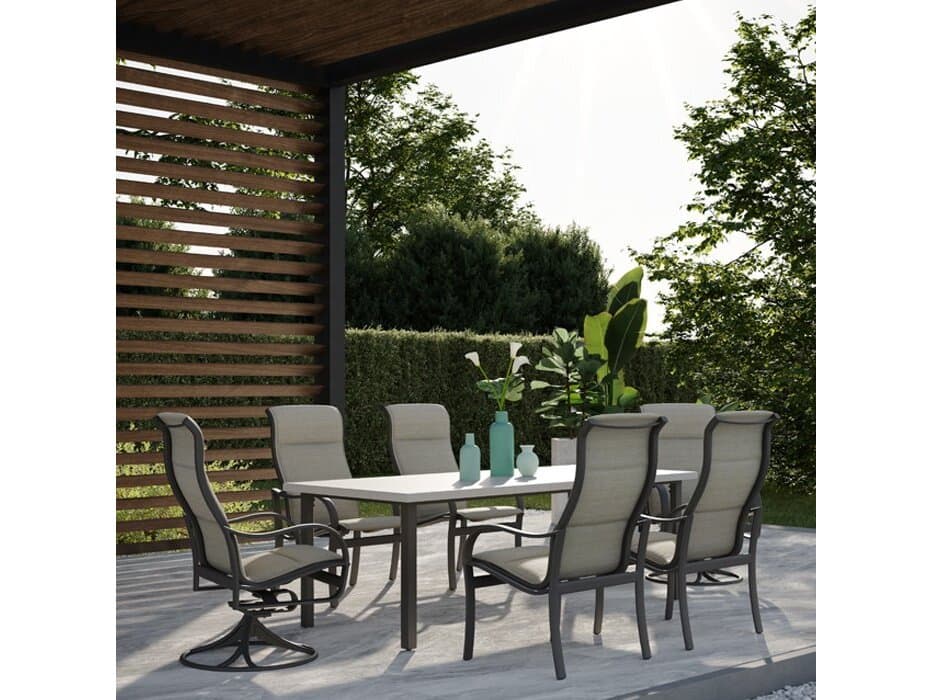 Tropitone Shoreline Padded Sling Aluminum Dining Set