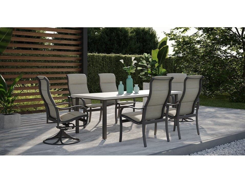 Tropitone Shoreline Padded Sling Aluminum Dining Set