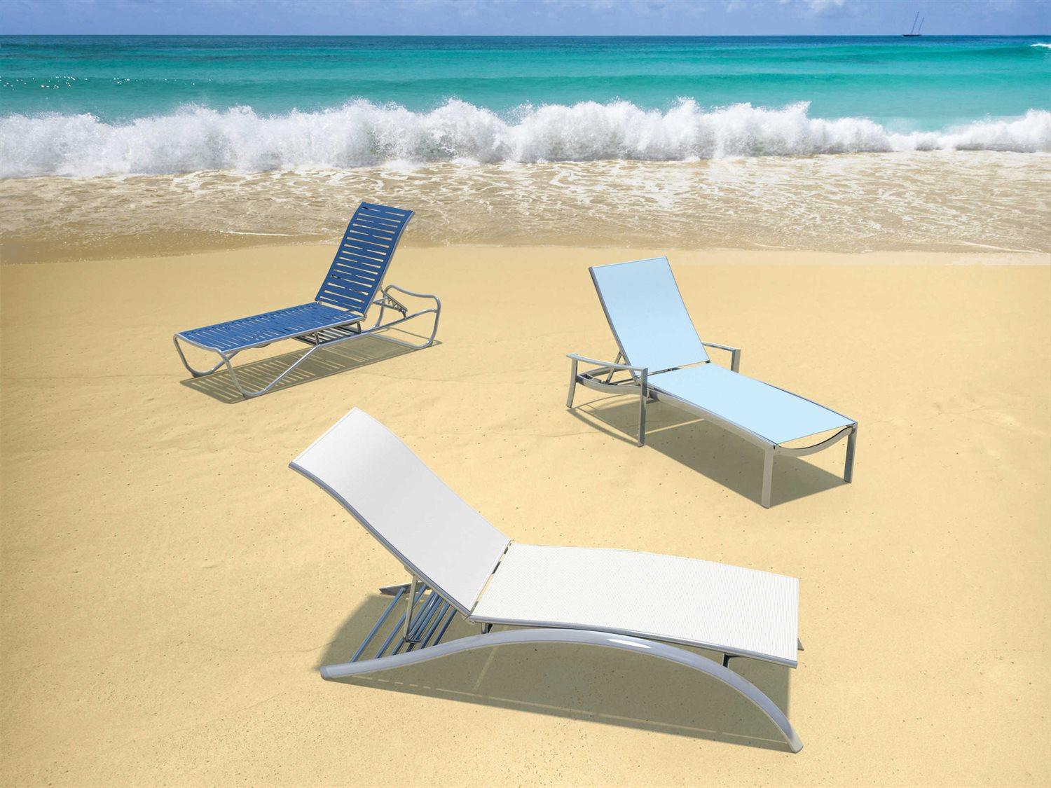 Tropitone South Beach Relaxed Sling Aluminum Outdoor Patio Lounge Set