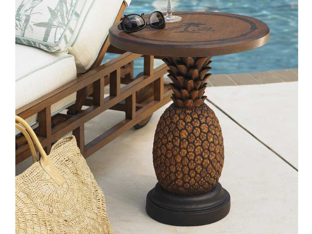 Tommy Bahama Outdoor Alfresco Living Aluminum Pineapple Table Round End Table