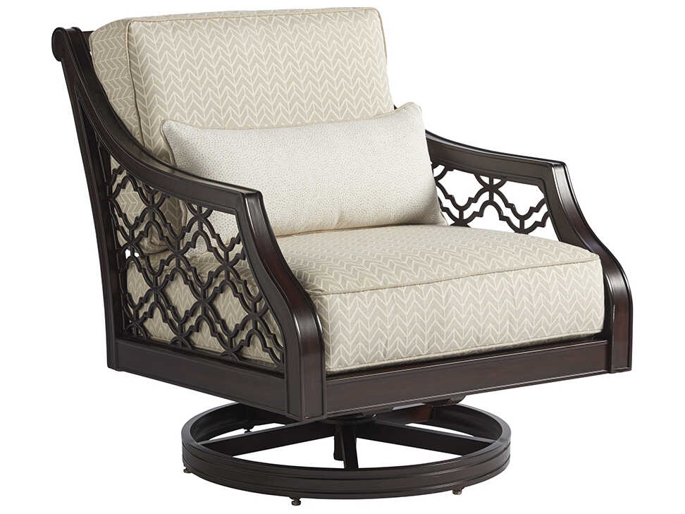 Tommy Bahama Outdoor Black Sands Cast Aluminum Cushion Swivel Rocker Lounge Chair