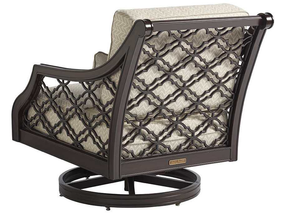 Tommy Bahama Outdoor Black Sands Cast Aluminum Cushion Swivel Rocker Lounge Chair