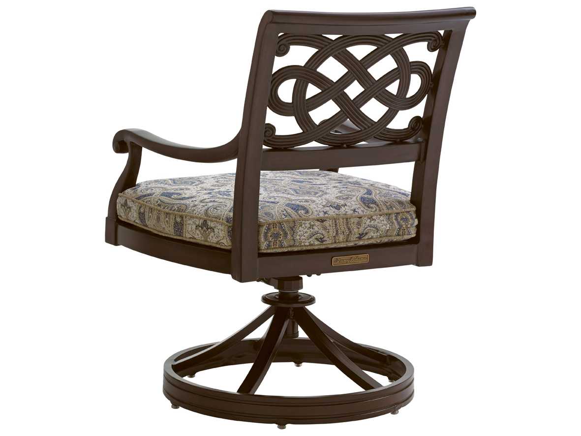 Tommy Bahama Outdoor Black Sands Cast Aluminum Cushion Swivel Rocker Dining Chair